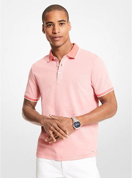 Striped Textured Cotton Polo Shirt image number 0