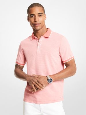 Striped Textured Cotton Polo Shirt 