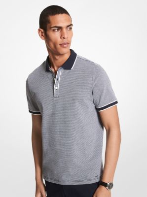 Striped Textured Cotton Polo Shirt 