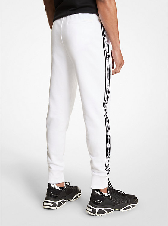 Pantalon de jogging en mélange de coton à bande à logo image number 1