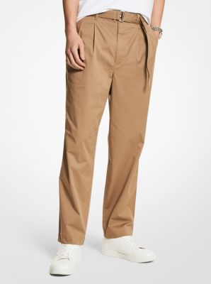 Stretch Cotton Wide-Leg Chino Pants