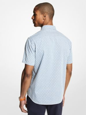 Chemise ajust&eacute;e en coton extensible &agrave; logo