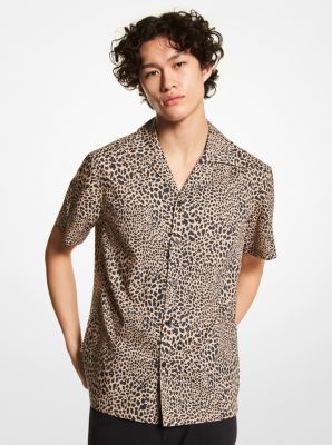 Slim-Fit Graphic Animal Print Stretch Cotton Shirt | Michael Kors