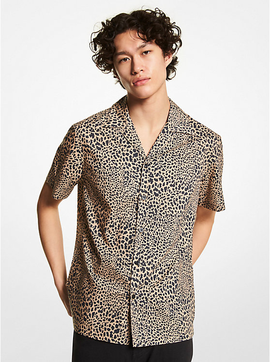 Slim-Fit Graphic Animal Print Stretch Cotton Shirt image number 0