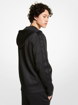 Logo Tape Scuba Zip-Up Hoodie in BLACK | Michael Kors