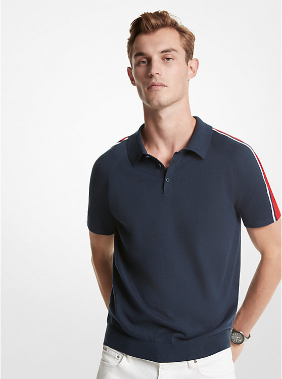 Racing Stripe Cotton and Silk Blend Polo Shirt image number 0