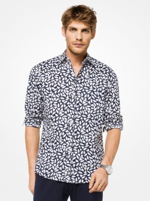 Slim-Fit Botanical Stretch-Cotton Shirt | Michael Kors