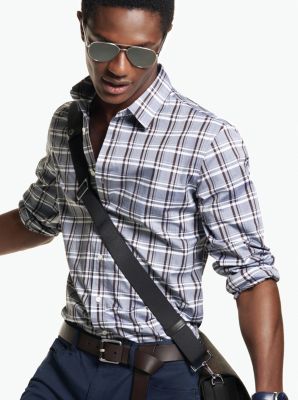 Slim-Fit Check Stretch-Cotton Shirt