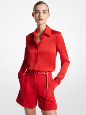 Hansen Charmeuse Shirt in POPPY | Michael Kors
