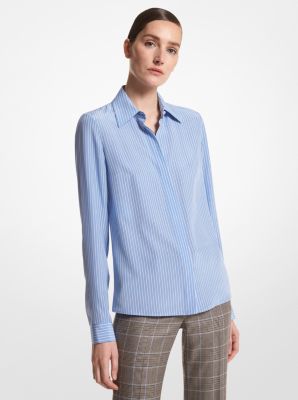 Hansen Striped Organic Silk Crepe De Chine Shirt image number 0