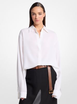 Silk Georgette Boyfriend Button Down Shirt