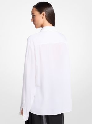 Silk Georgette Boyfriend Button Down Shirt