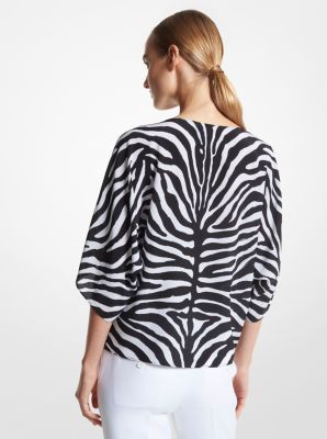 Nikki Zebra Silk Crepe De Chine Blouse image number 1