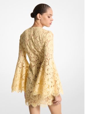 Cotton Blend Floral Lace Bell-Sleeve Dress image number 1