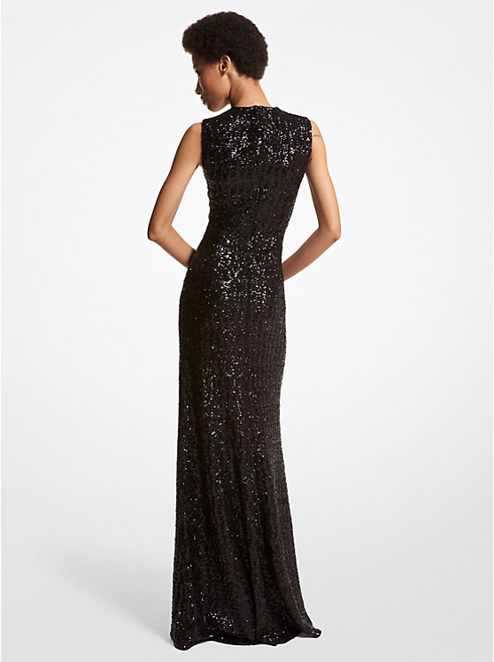 Embroidered Sequin Gown image number 1