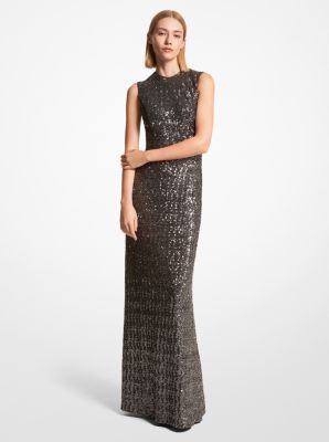 Embroidered Sequin Gown in GUNMETAL | Michael Kors
