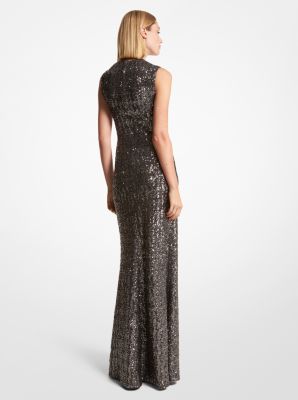 Embroidered Sequin Gown in GUNMETAL | Michael Kors
