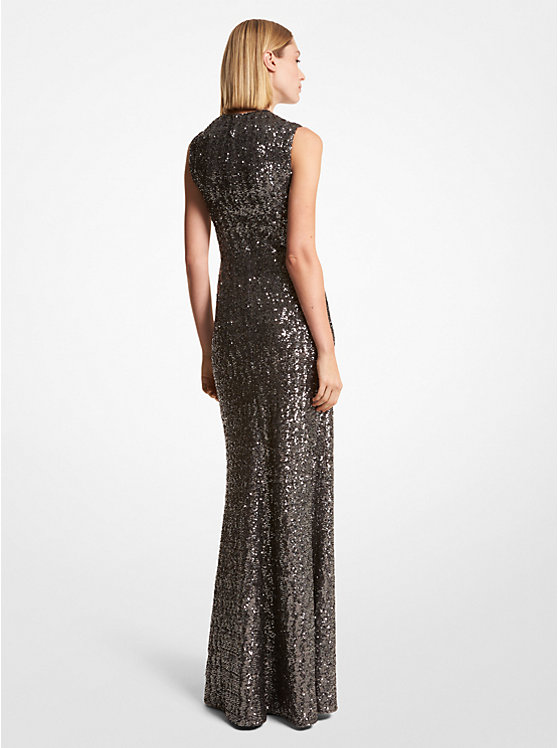 Embroidered Sequin Gown image number 1