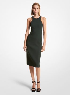 Double Faced Stretch Wool Crepe Racerback Sheath Dress