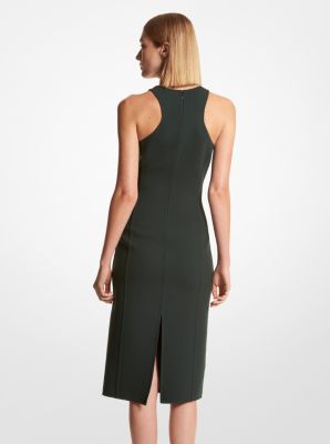 Vestido tubo con espalda cruzada y crep&eacute; de lana elastizada de doble cara in BOSQUE | Michael Kors