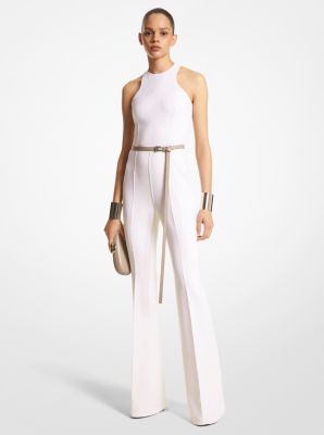 Hand-Embroidered Sequin Stretch Jersey Flared Jumpsuit