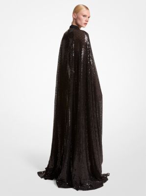 Sequined Silk Blend Chiffon Cape