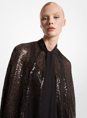 Sequined Silk Blend Chiffon Cape image number 2