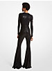 Hand-Embroidered Sequin Stretch Jersey Flared Jumpsuit image number 1