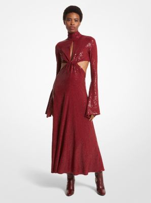 Hand-embroidered Sequin Stretch Jersey Flared Jumpsuit
