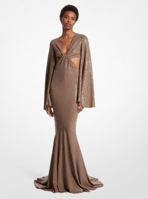 MICHAEL KORS COLLECTION Wrap-effect sequined jersey maxi skirt