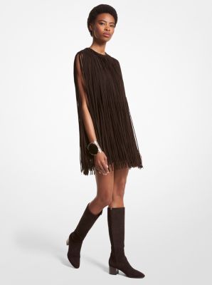 Bonded Suede Fringed Dress Michael Kors Canada