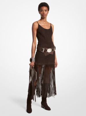 Fringed Suede Tank Dress image number 0