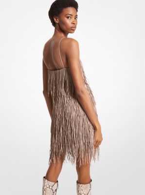 Bonded Suede Fringed Dress image number 1