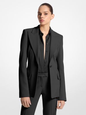 Michael Kors Georgina Stretch Pebble Crepe Blazer In Black
