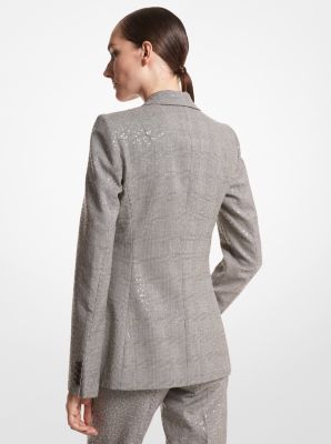 Bestickter Blazer Georgina aus Stretch-Wolle mit Glencheck-Karomuster image number 1