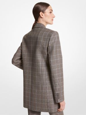 Madeline Notch Collar Blazer - Glen Plaid