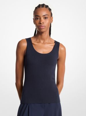 Camiseta de tirantes Bette de cachemir con cuello redondo in AZUL MEDIANOCHE | Michael Kors