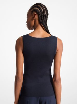 Camiseta de tirantes Bette de cachemir con cuello redondo in AZUL MEDIANOCHE | Michael Kors