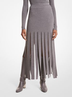 Double Faced Wool Melton Slit Skirt | Michael Kors