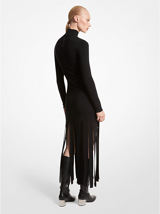 Merino Wool Blend Turtleneck Streamer Dress image number 1