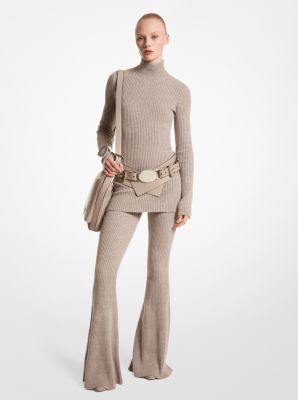 Ribbed Cashmere Flared Pants