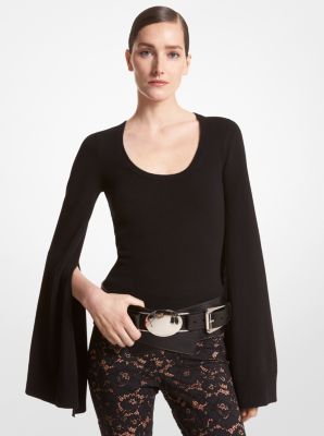 Pullover in cashmere stretch con aperture sulle maniche image number 0