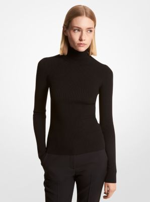 Ribbed Stretch Merino Wool Turtleneck Sweater image number 0