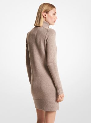 Kaia Cashmere Turtleneck Dress in TAUPE MELANGE | Michael Kors