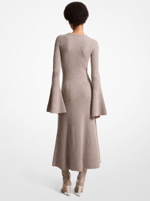 Wool Blend Flare-Sleeve Dress