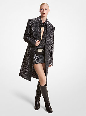 Leopard Wool Chesterfield Coat