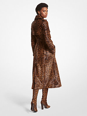 Leopard Print Calf Hair Trench Coat