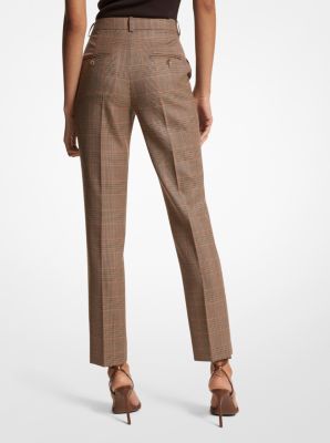 Samantha Glen Plaid Wool Pants in CAMEL MLT | Michael Kors
