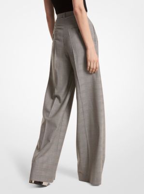 Glen Plaid Stretch Wool Wide-Leg Trousers image number 1