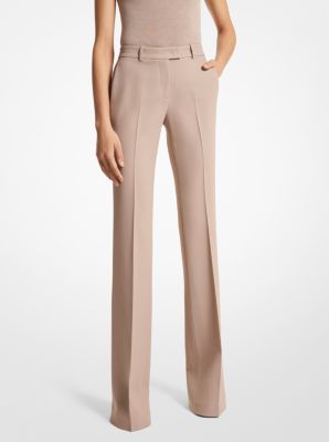 Camel Crepe High Waist Wide Leg Tailored Trousers